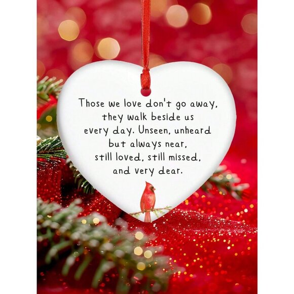 Red Cardinal Ornament (Those We Don't Go Away) Tree Hanging Ornament Decoration - Picture 7 of 7